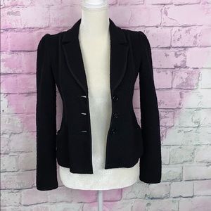 Nanette Lepore black textured fitted blazer jacket